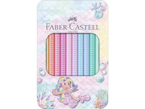 Kleurpotloden Faber-Castell Jumbo Sparkle pastel 10 stuks in bliketui
