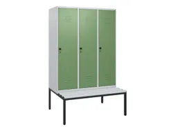 locker met bank,HxBxD 1950x1200x815mm,3vak,vak B 400mm,draaigrendel