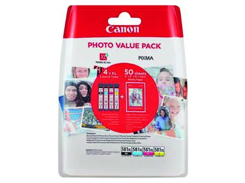 Canon CLI-581XL Value Pack Inkt + 50 Vel 10x15 Fotopapier
