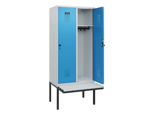 locker met bank,HxBxD 1950x800x815mm,2vak,vak B 400mm,draaigrendel