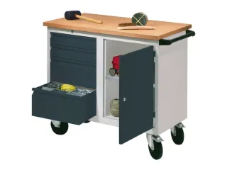 werkbank,verrijdbaar,HxBxD 915x1090x600mm,RAL7035,front RAL7016 - 2