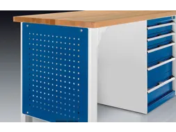 zijpaneel,v. werkbank,BxD 610x25mm,geperfor.,RAL5010