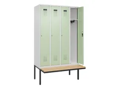 locker met bank,HxBxD 2120x1200x815mm,4vak,vak B 300mm,cilinderslot