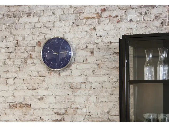 Wandklok NeXtime 60 minutes Ø33cm metaal blauw streep/cijfers