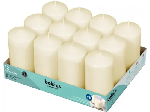 Kaars Stomp 7x13cm Ivoor 43u tray 12 stuks