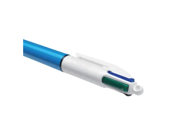 Balpen Bic 4kleuren medium lichtblauw