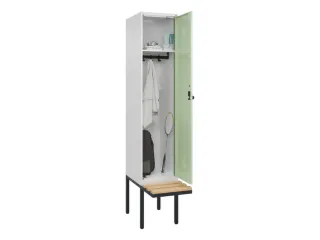 locker met bank,HxBxD 2120x400x815mm,1vak,vak B 400mm,draaigrendel - 1