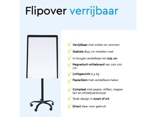 BRASQ Flipover Mobiel 70x100cm Magnetisch Zwart inclusief accessoires - 10