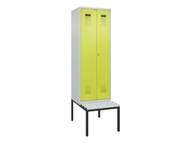 locker met bank,voor scheiding van kleding,HxBxD 2120x600x815mm,2vak