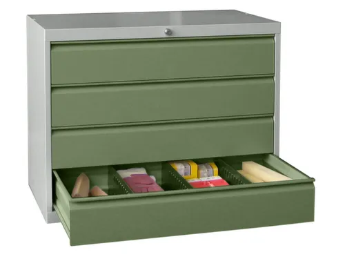 ladekast HxBxD 800x1023x600mm 4laden slot RAL7035 front RAL6011