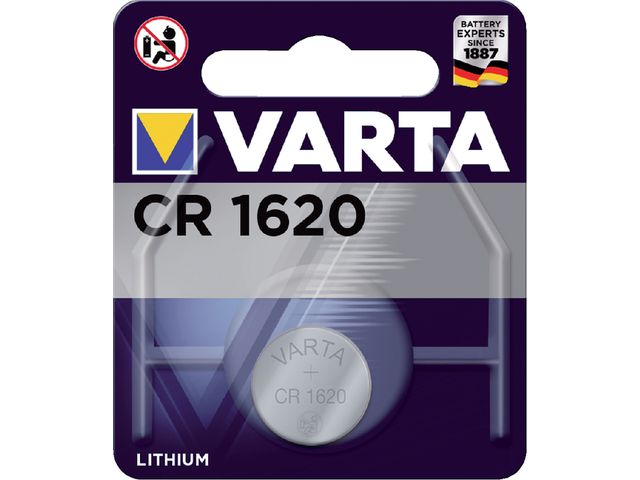 Batterij Varta knoopcel CR1620 lithium 3V blister à 1 stuk | VoordeligeBatterijen.nl