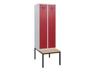 locker met bank,HxBxD 1950x600x815mm,2vak,vak B 300mm,cilinderslot - 2