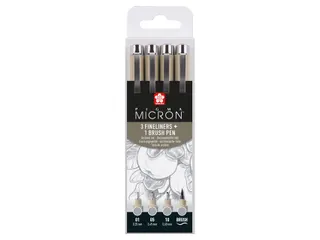 Fineliner Sakura Pigma Micron lichtgrijs set 4 maten - 1