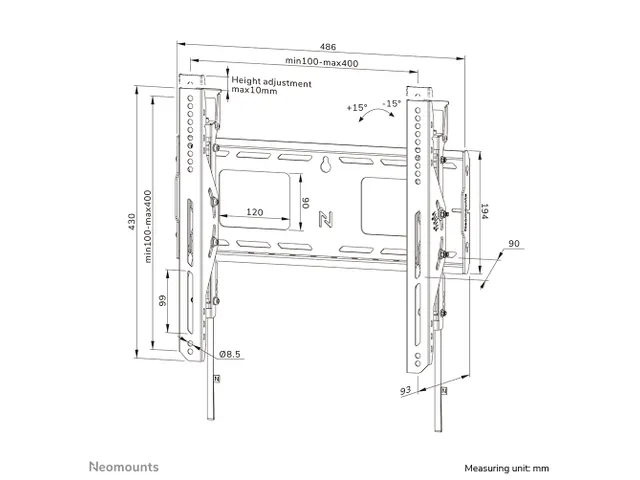 Neomounts LEVEL-750 WL35-750BL14 Support mural inclinable robuste pour