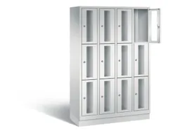 Lockerkast 1800x1190x500mm 4x3 vakken Cilinderslot, Sokkel, RAL7035