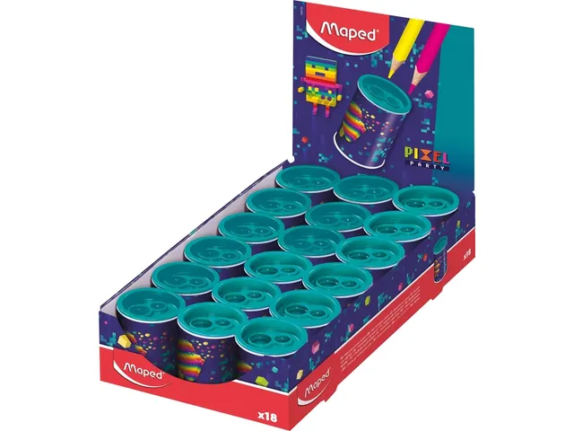 Taille-crayon Maped Pixel Party 2 trous présentoir 18 pièces