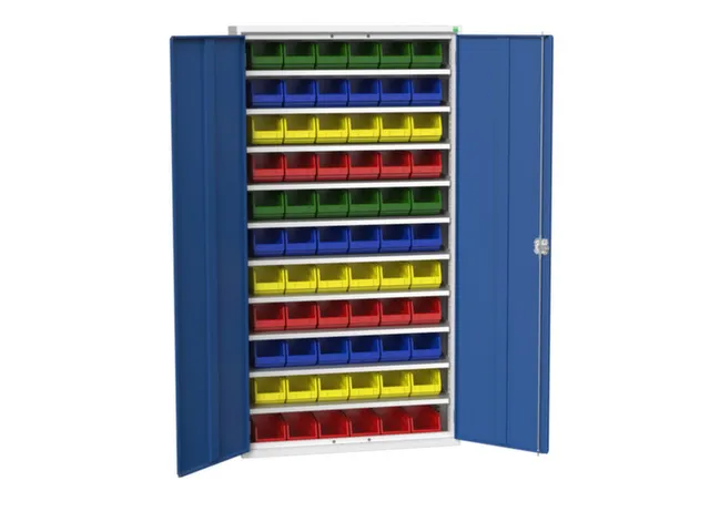 Systeemkast 2000x1050x350mm 66bakken 10xlegbord RAL7035+RAL5010