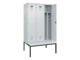 locker met bank,voor scheiding van kleding,HxBxD 2120x1200x815mm,3vak - 1