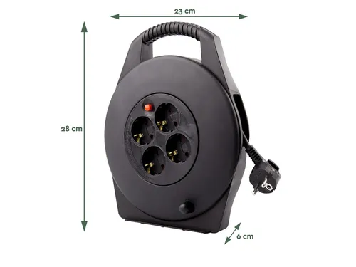 Kabelhaspel BRASQ 4 voudig 10 meter zwart