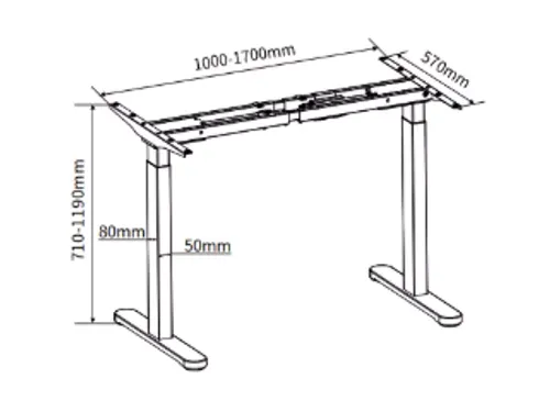 Zit-sta Bureau Frame Zwart Dubbele Motor Werkhoogte 71cm tot 119cm
