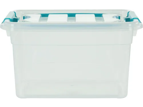 Carry Box opbergdoos 13 liter transparant met blauwe handvat