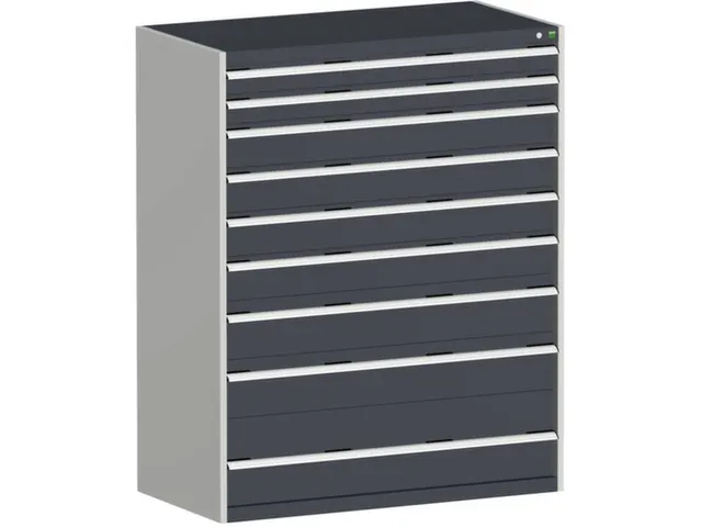 ladekast HxBxD 1600x1300x650mm 9laden RAL7035 front RAL7016