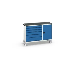 montagetafel 965x1300x550mm staalblad 6 laden kast front RAL5010 - 1