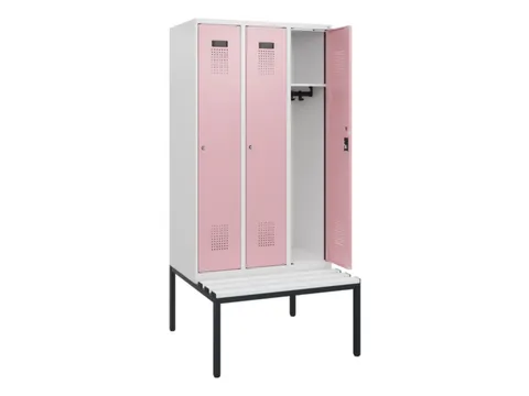 locker met bank,HxBxD 1950x900x815mm,3vak,vak B 300mm,cilinderslot
