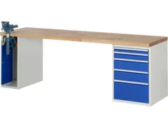 werkbank,HxBxD 890x2500x700mm,beukblad,draagverm. 750kg,2containers