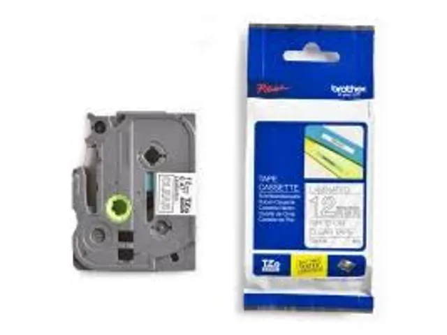 TZe tape voor P-Touch 12 mm, wit op transparant