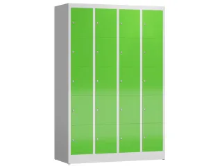 Lockerkast 1800x1185x500mm 4x5 vakken cilinderslot, sokkel, RAL6018 - 1