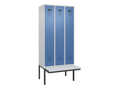 locker met bank,voor scheiding van kleding,HxBxD 2120x900x815mm,3vak