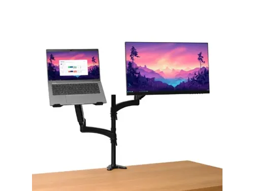 Mara monitorarm dubbele arm met 1 laptoparm zwart