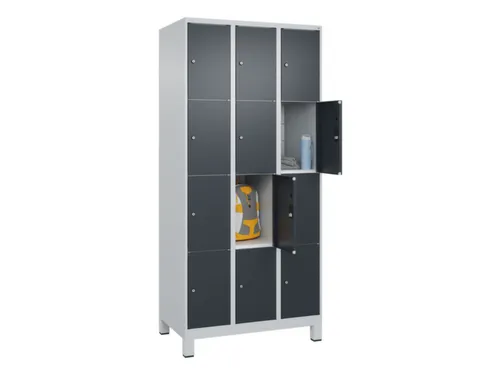 lockerkast,HxBxD 1950x900x500mm,3x4vakken,vak B 300mm,cil.-slot,voeten