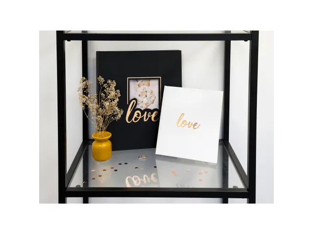 Livre d'or 140 pages tranche or - Format 21x19cm - LOVE Blanc - Blanc