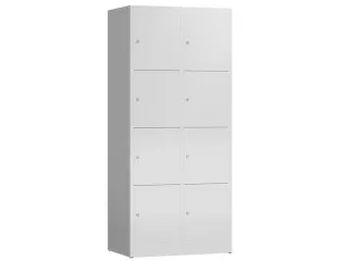 Lockerkast 1800x800x500mm 2x4 vakken cilinderslot, sokkel, RAL7035 - 1