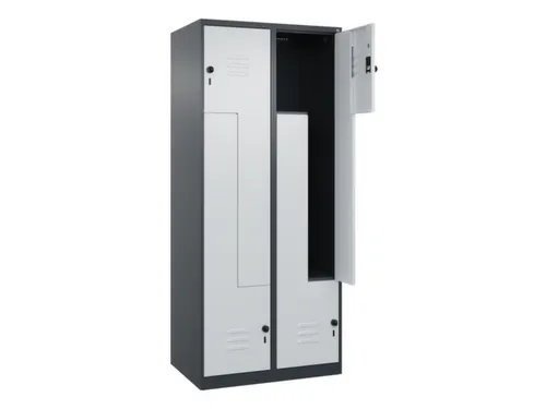 Z-garderobekast,HxBxD 1850x800x500mm,vak B 200/400mm,draaigrendel