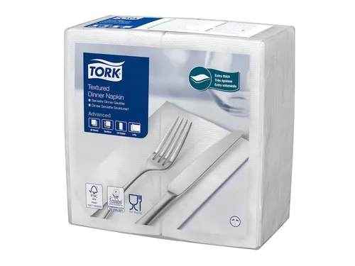 Tork 509420 Textured Dinnerservet 2-laags 39x39cm 1/8-vouw wit 20x50st