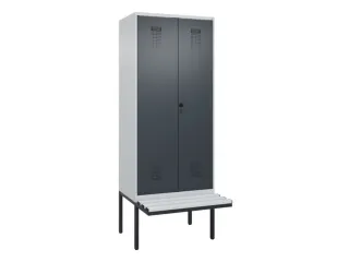 locker met bank,voor scheiding van kleding,HxBxD 2120x800x815mm,2vak - 2