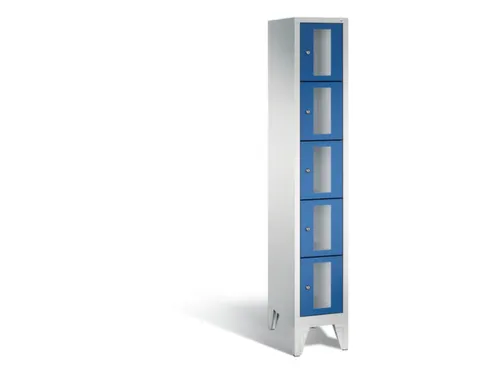 Lockerkast 1850x320x500mm 1x5 vakken Cilinderslot Poten, RAL5010