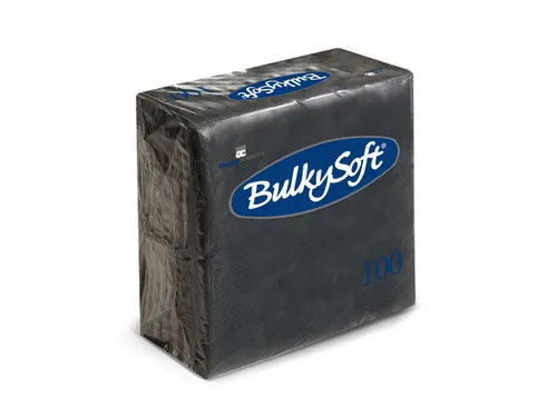 BulkySoft Servetten Zwart 24x24cm 1/4 vouw 2-laags cellulose 2000 stuk