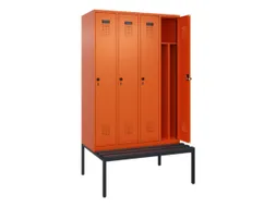 locker met bank,voor scheiding van kleding,HxBxD 2120x1200x815mm,4vak