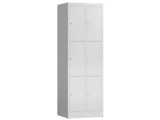 Lockerkast 1800x590x500mm 2x3 vakken cilinderslot, sokkel, RAL7035 - 1