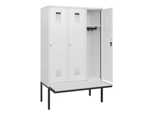 locker met bank,HxBxD 1950x1200x815mm,3vak,vak B 400mm,cilinderslot
