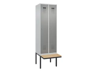 locker met bank,HxBxD 2120x600x815mm,2vak,vak B 300mm,cilinderslot - 2