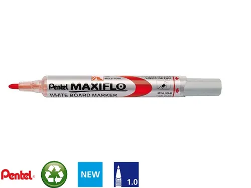 Viltstift Pentel MWL5 Maxiflo whiteboard rood 1mm