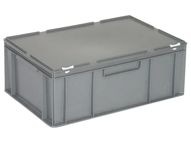 Euronorm Stapelkrat Pe Hxlxb 230X600X400Mm 43L Met Deksel Grijs