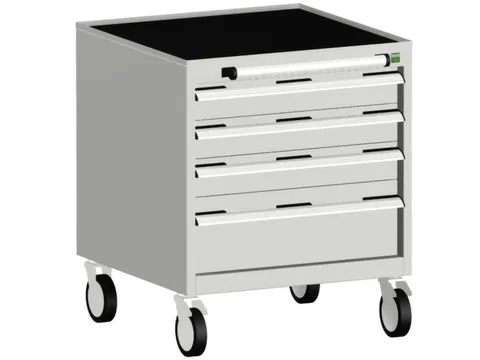 ladekast verrijdbaar 780x650x525mm 4laden romp RAL7035 front RAL7035