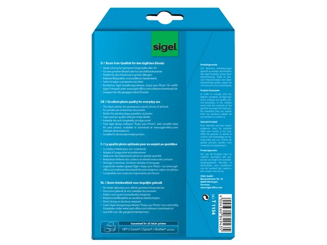 inkjetfotopapier Sigel 10x15cm wit hoogglans 195 gram 50+50 vel gratis