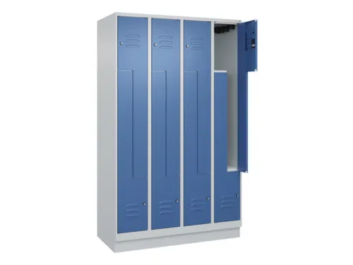 Z-garderobekast,HxBxD 1950x1200x500mm,vak B 150/300mm,cil.-slot,sokkel